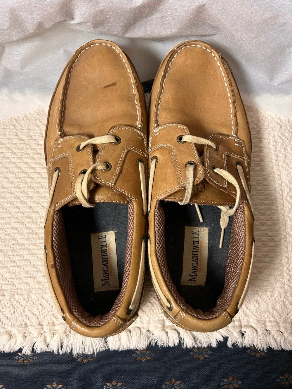 Margaritaville Men's Light Brown Leather Boat Shoes
